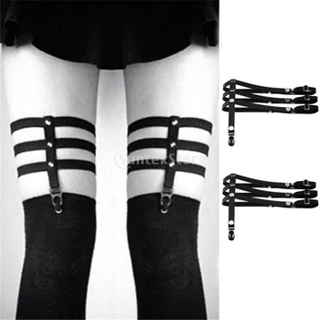 

2/set Black Punk Rock Leather Garter Belt Ring Leg Thigh Harness Suspenders