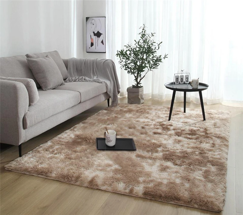 5 Fashion European Long Hair Bedroom Fur Carpet Bay Window Bedside Mat Washable Personality Blanket Gradient Color Living Room Rug - Цвет: 5