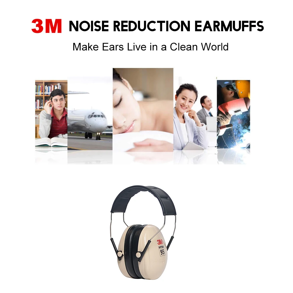 3M H6A звукоизоляционные наушники SNR: 27 дБ безопасности 3 м защита для ушей шумоподавление звукоизоляционные наушники для учебы и сна