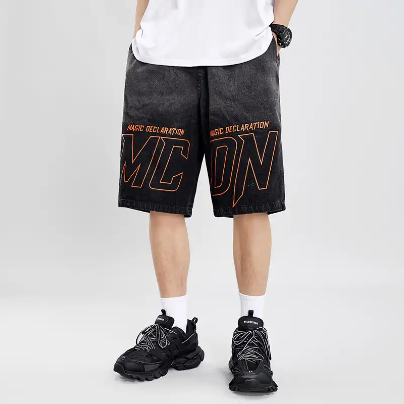 mens elasticated denim shorts