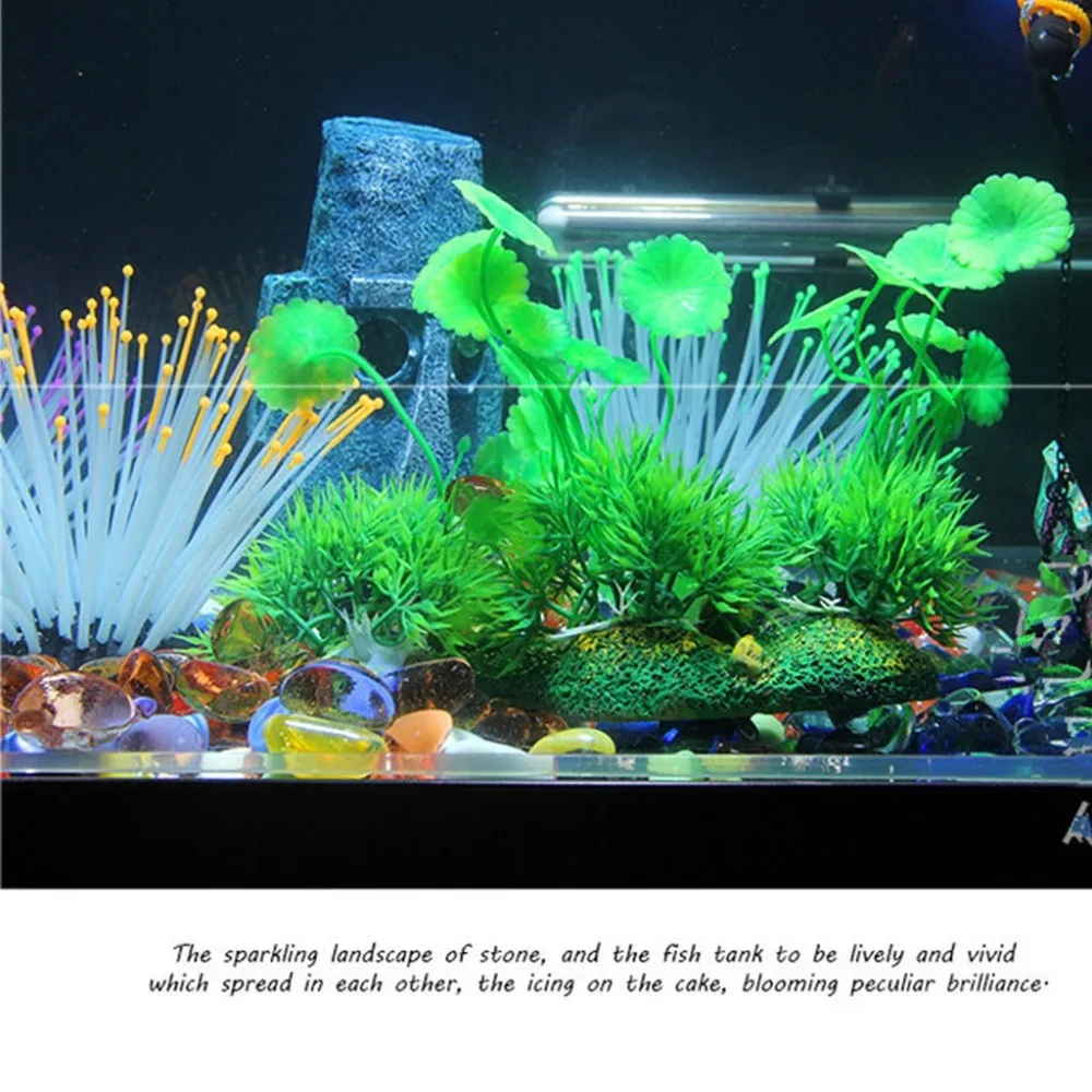 Aquarium Decoration  Fish Tank Luminous Sea Anemone Artificial Coral Ornament  (3)