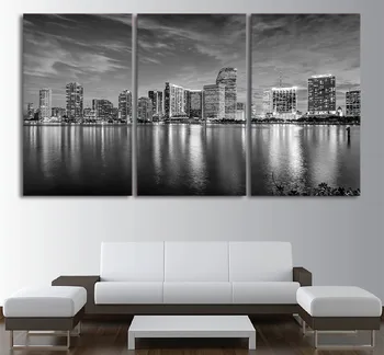 

Living Room Wall Art Pictures HD Printed 3 Panel City Gray Landscape Modern Painting On Canvas Home Decoration Posters Frame