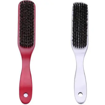 

2 Pcs Lotus +Pig Hair Handle Hair Brush Hard Boar Bristle Combs Hairdressing Hair Styling Beard Comb Brush-Red & White