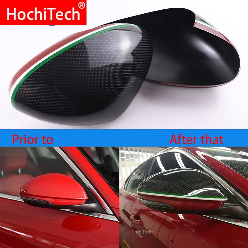 

For Alfa Romeo Stelvio 2016-2019 mirror shell Italian flag style carbon fiber rearview mirror cover rearview mirror accessories