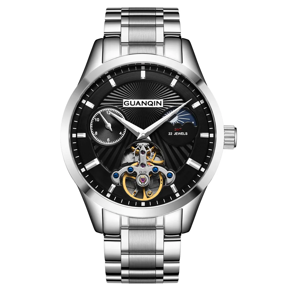GUANQIN 2020 New Watch Men Top Luxury Brand Automatic Luminous Mens Clock Hollow Tourbillon Waterproof Mechanical Montre Homme | Наручные