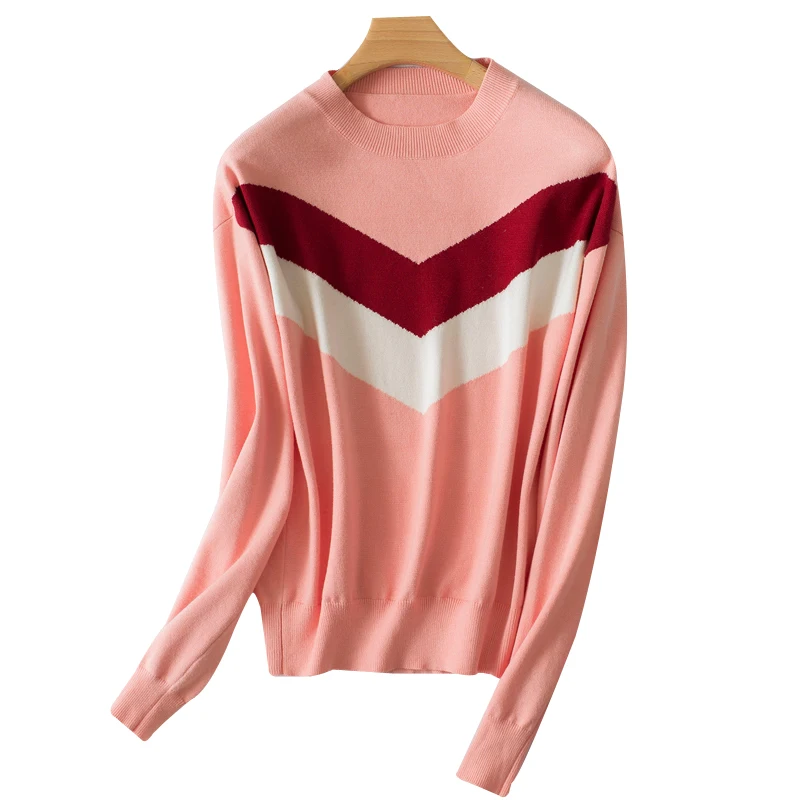 GCAROL женский свитер полосы контрастных цветов с открытыми плечами 30% шерстяной джемпер стрейч осень зима уличная одежда вязаный пуловер
