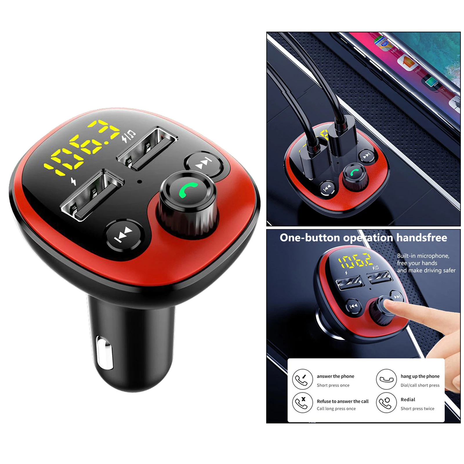 Fm Transmitter Bluetooth Car Mp3 Player Handsfree Car Kit Dual Usb