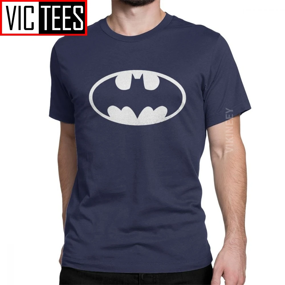 

Men Batman Symbol Grainy Logo T Shirt 100 Percent Cotton Clothes Awesome Crewneck T-Shirt Oversized for Male