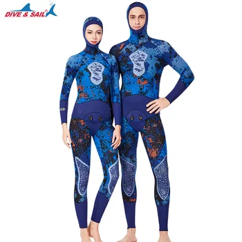 

Dive&Sail Men Women 3MM Neoprene Wetsuit with Hood Two Piece Warm Wet Suit for Snorkeling Surf Surfing Scuba Diving Water Sports