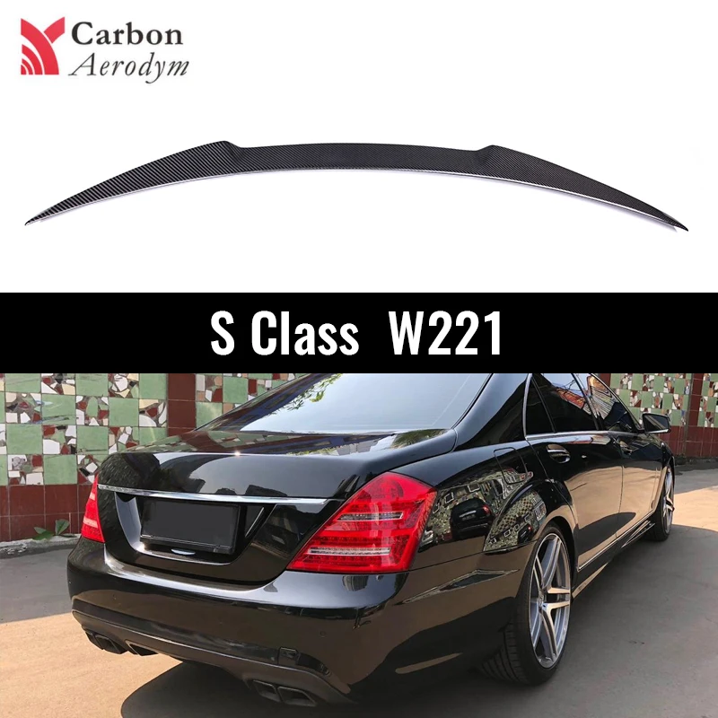 CS Стиль углеродного волокна багажник крылья спойлер для Mercedes-Benz S класс W221 2006-2013