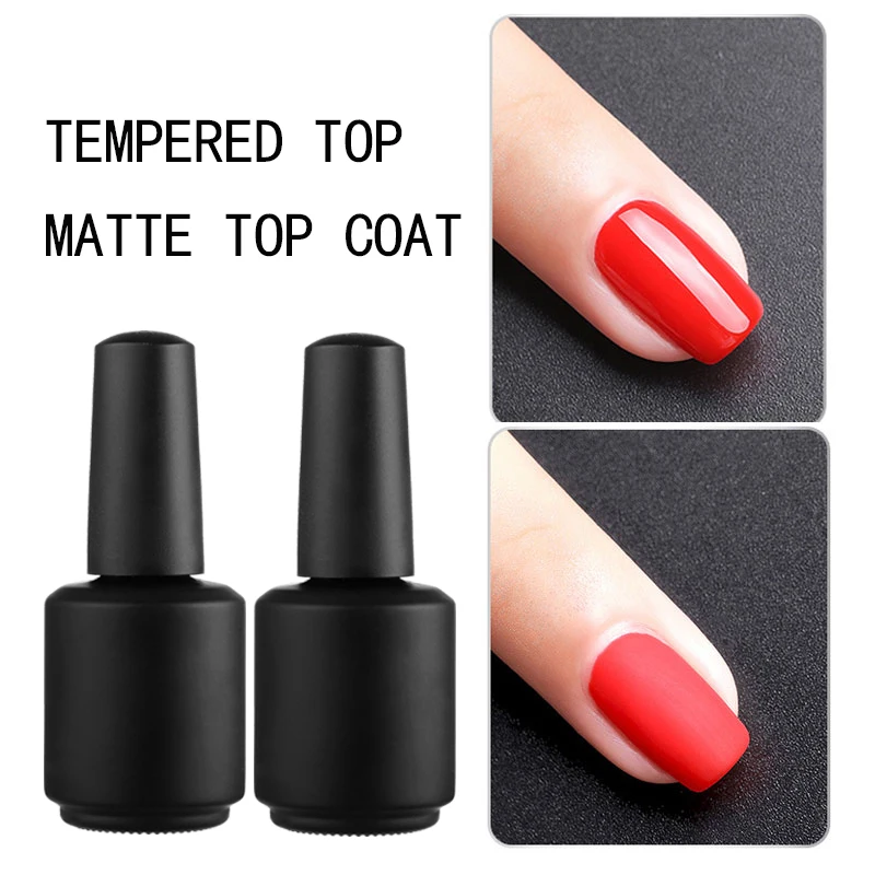 

MSHARE 15ml Tempered Top Coat + Matte Top for Nails Mat Mate Gel Polish Semi-permanent UV Varnish