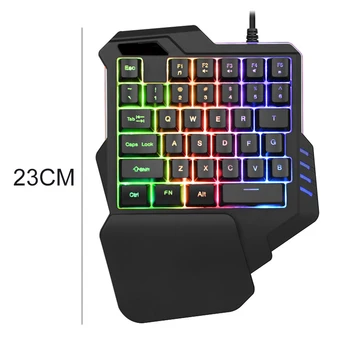 

New Left hand Backlight USB Wired Gaming Keyboard and Mouse Set USB Wired One-handed Gaming Keypad for PC Laptop Games