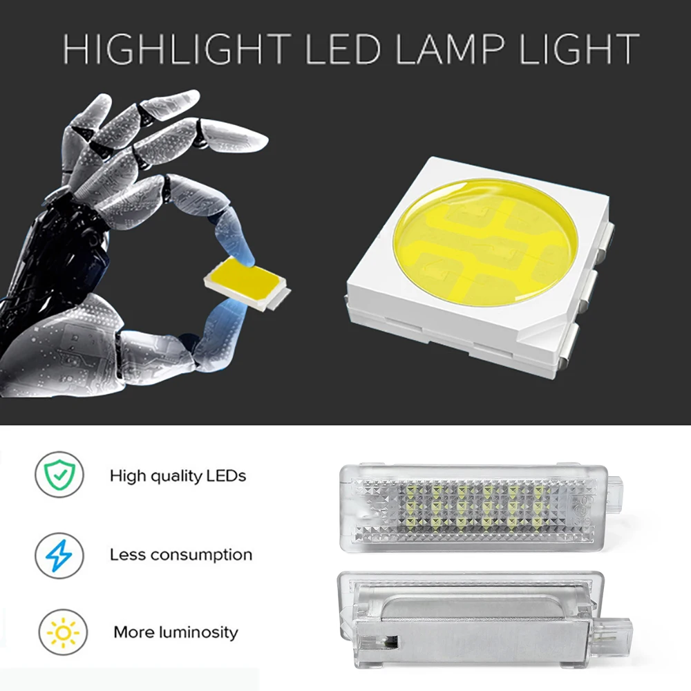 2Pcs White LED Interior Boot Trunk Lamps Luggage Compartment Light For Ford Focus C-Max Fusion Mustang Escape Transit Connect
