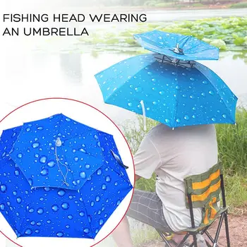 

Double Parachute Cap Durable Waterproof Cloth Blue Outdoor Sport Rainy Sunny Insulated Umbrella Cap Walking Go Fishing