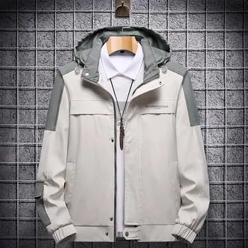 

2020 Winter And Autumn Clothes Men Stitching Color Outwear Hooded Jacket Coat Men's Fashion Slim Hooded Fashion Printed Jacket