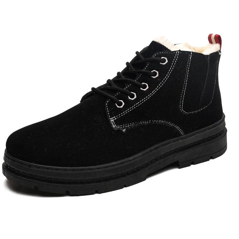 Зимние теплые мужские ботинки на толстой подошве; модные кроссовки; мужские зимние ботинки; обувь для улицы; мужские Ботильоны; Цвет Черный - Цвет: Men Boots Black