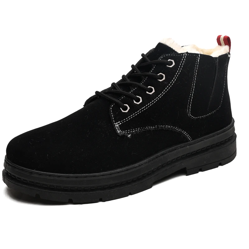 Men Boots Black Зимние теплые мужские ботинки на толстой подошве; модные кроссовки; мужские зимние ботинки; обувь для улицы; мужские Ботильоны; Цвет Черный - Цвет: Men Boots Black