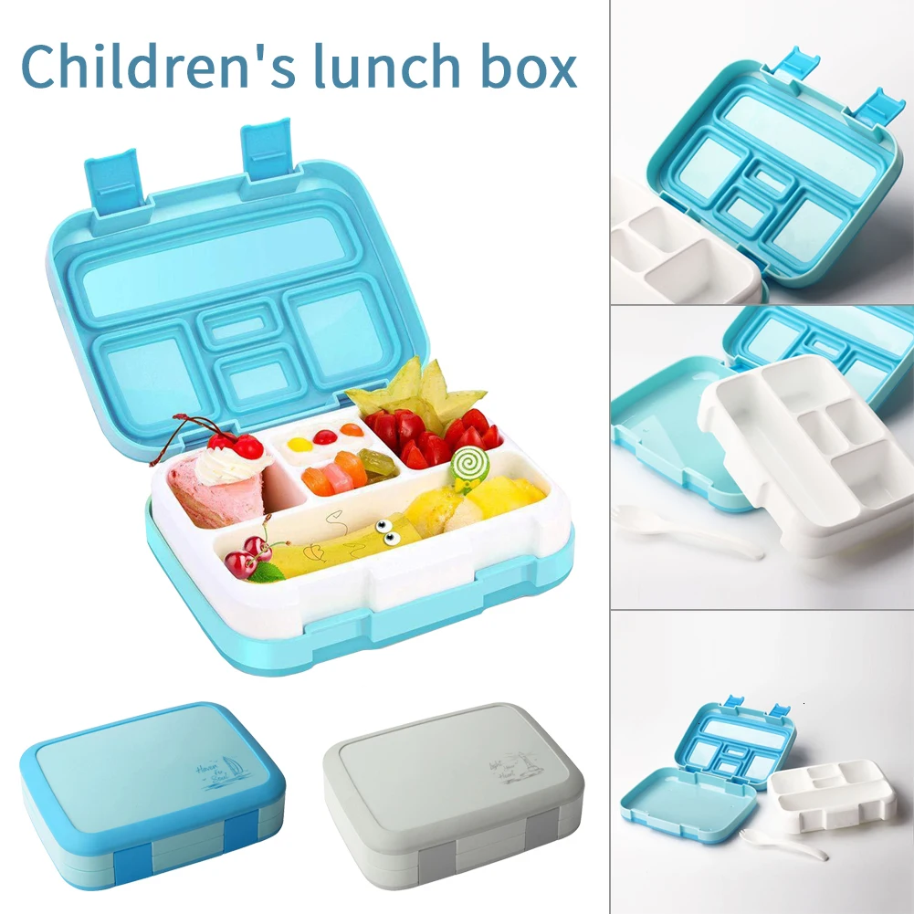 5 сетки отсек BPA Бесплатный Ланч-бокс для детей Microwavable мультфильм Bento коробка Герметичный пищевой контейнер ланчбокс для пикника B4