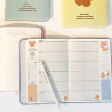 

1pc Cute Bear Notepad Monthly and Weekly Daily Planning Schedule Book Journals Cute Grid Notebook Planner 2021 2022 Stationery