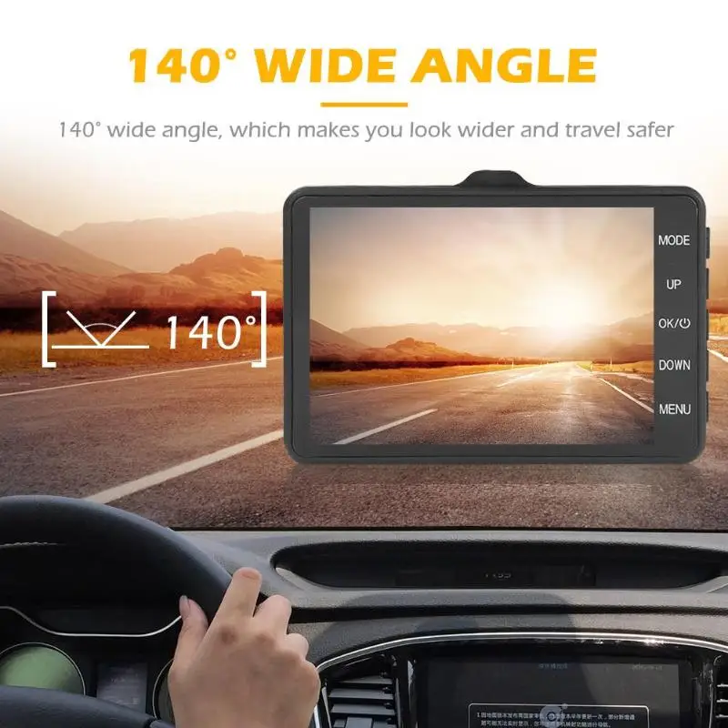Прочная Dashcam Классическая нежная текстура V08 3,6 дюймовый ЖК-экран Автомобильный видеорегистратор Камера HD 1080P Dashcam циклическая запись рекордер