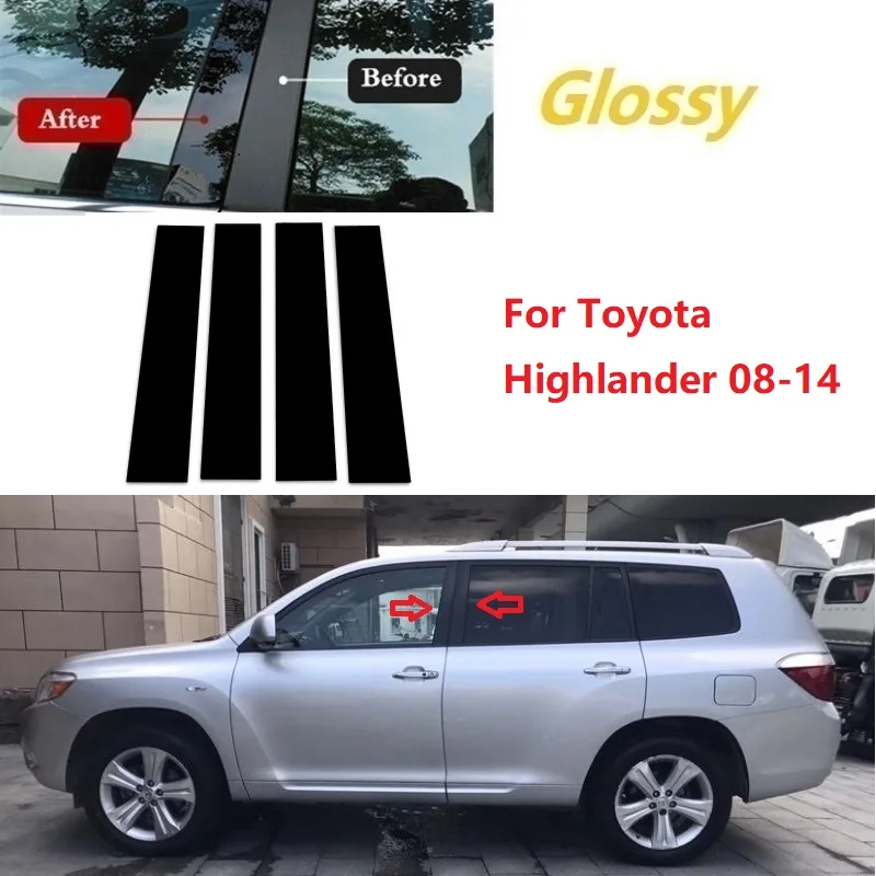

4 шт., накладки на Автомобильные стойки для Toyota Highlander 2008-2014