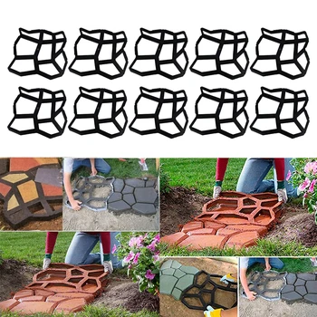 

10x Garden Paving Mould DIY Plastic Concrete Cement Stone Path Maker Brick Mold