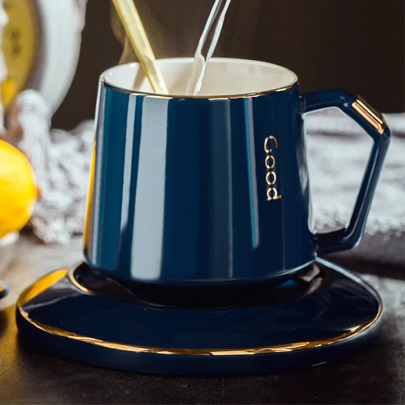 Luxury Creative Coffee Cup Saucer European Household Water Cup Exquisite Office Latte Cup Milk Mug with Lid Spoon Mixing Cup Set