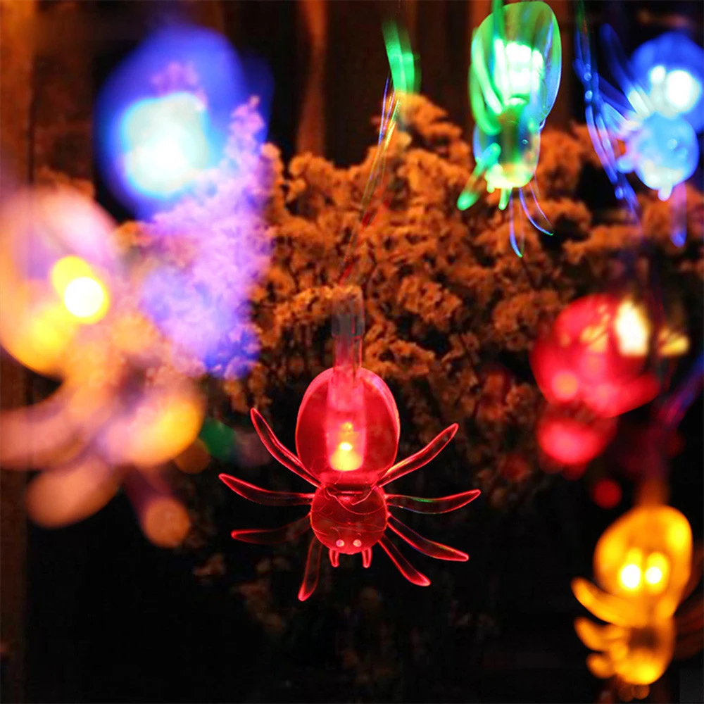 

2M 20 LED Halloween Spider String Lights LED Fairy Lights Atmosphere Lamp For Festival Party Bar Decoration Battery Powered