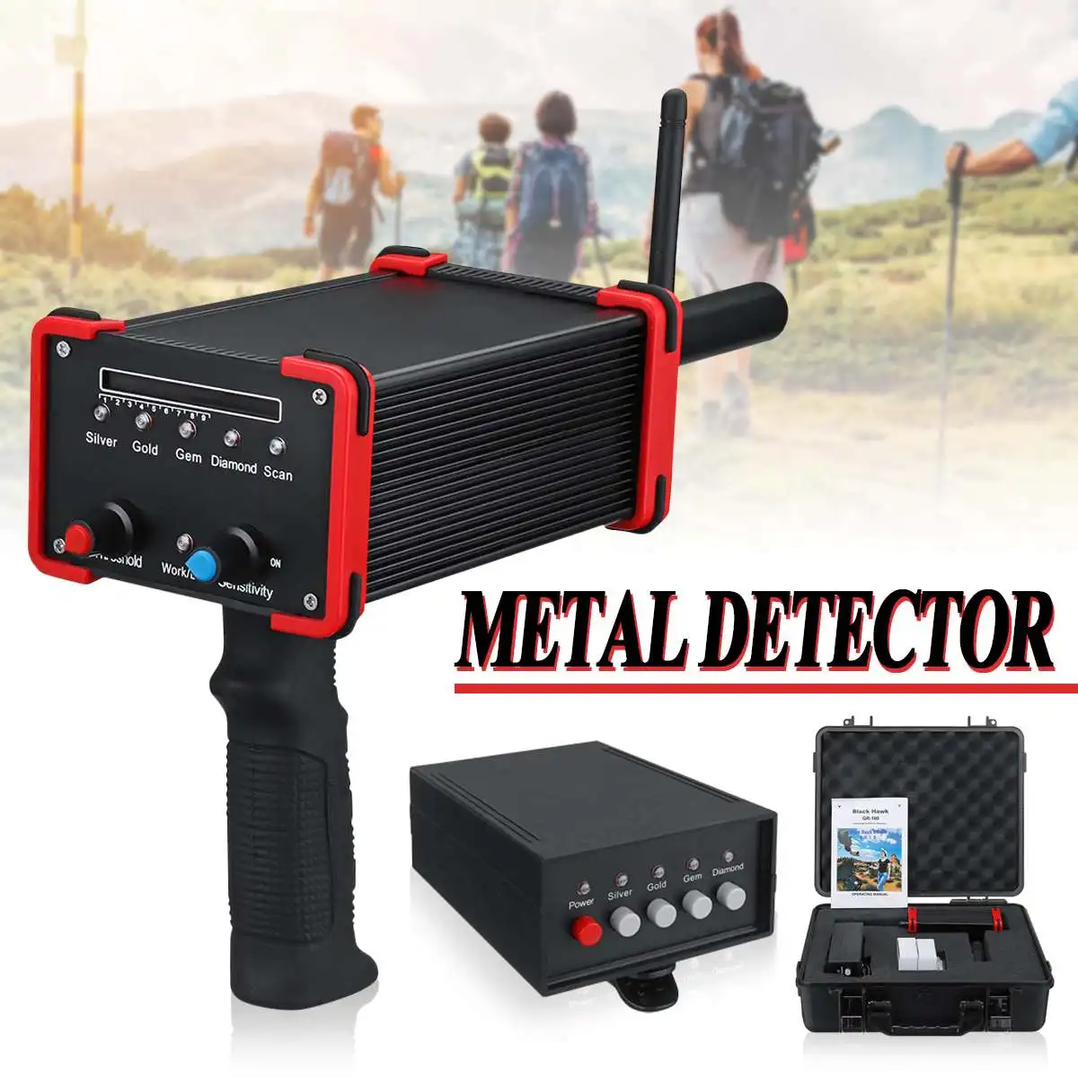 

30M Deepth Metal Detector GR100 Rechargeable Pointing Techlogy Long Gold Gem Diamond Detectors