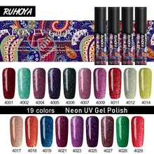 Ruhoya 네온 네일 폴리시 5 ml 스탬핑 페인트 네일 폴리쉬 네일 아트 페인트 gellak nagellak 에나멜 uv 네일 젤 폴란드어 아트(China)