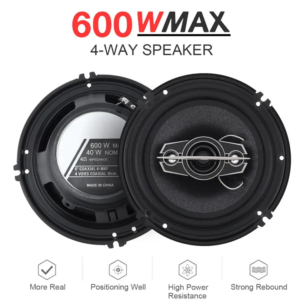 Pair Of 6.5 Inch Marine Coaxial Speakers - 600 Watt Max, 2-Way, Waterproof, UV Resistant, With LED Lights For Boats, UTVs, Golf Carts