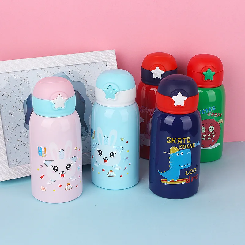 Нижнее белье с рисунком из мультфильма с двойными стенками кружка-термос Термальность Нержавеющая сталь детская бутылка для воды с силиконовая трубочка