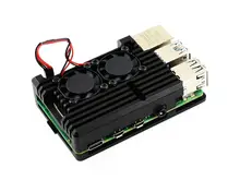 Waveshare корпус из алюминиевого сплава для Raspberry Pi 4 Модель B черная Броня с двойные вентиляторы охлаждения(China)