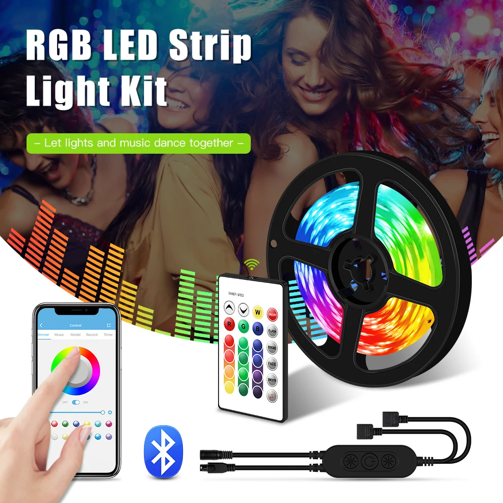 Светодиодная лента с Bluetooth 20 м 10 RGB 5050 SMD 2835 гибкая датчиком звука 5 15 Диодная