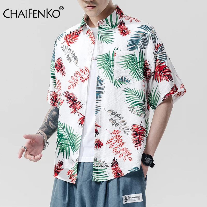 

CHAIFENKO 2020 New Hot Summer Beach Hawaiian Leisure Shirts Men Holiday Fashion Floral Loose Short Sleeve Men Shirts Plus size