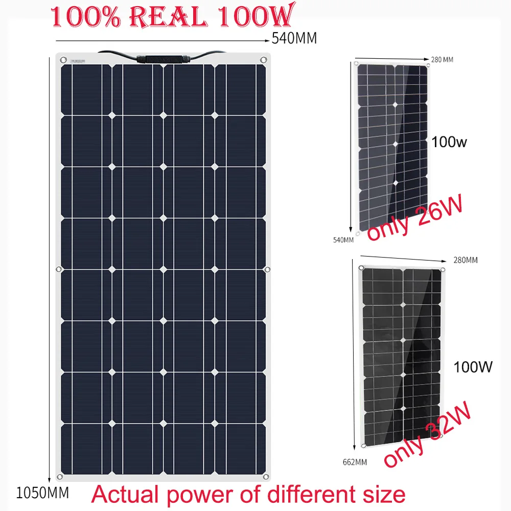 Портативная Гибкая солнечная панель 16 в 100 Вт 18 пластина монокристаллическая
