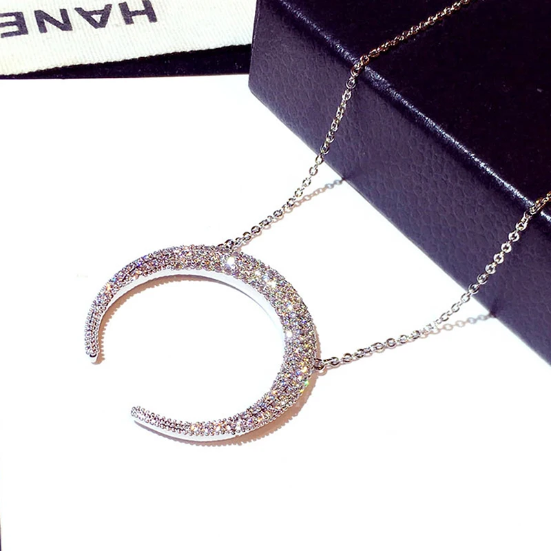Ins Hot Sale Fashion Charm Round Necklace for Women AAA Cubic Zirconia Temperament Clavicle Thin Chain Jewelry Accessories Gift