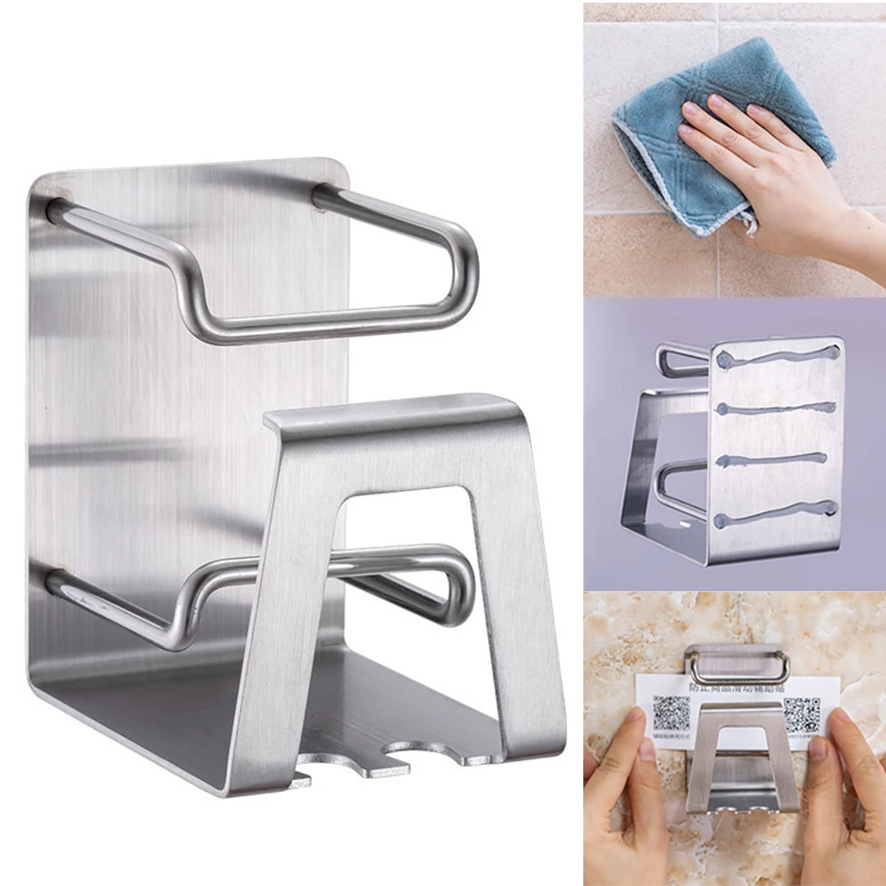 Soporte de cepillo de dientes de acero inoxidable autoadhesivo, montaje en pared, estante de almacenamiento de pasta de dientes, organizador de baño