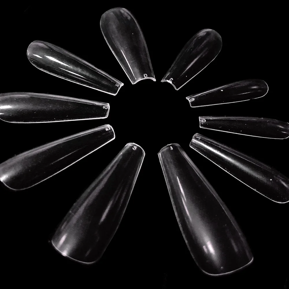 

100pcs Long Ballerina Full Nail Tips Acrylic Press on Fake Nails Coffin Shape Professional False Nails DIY Salon Tools
