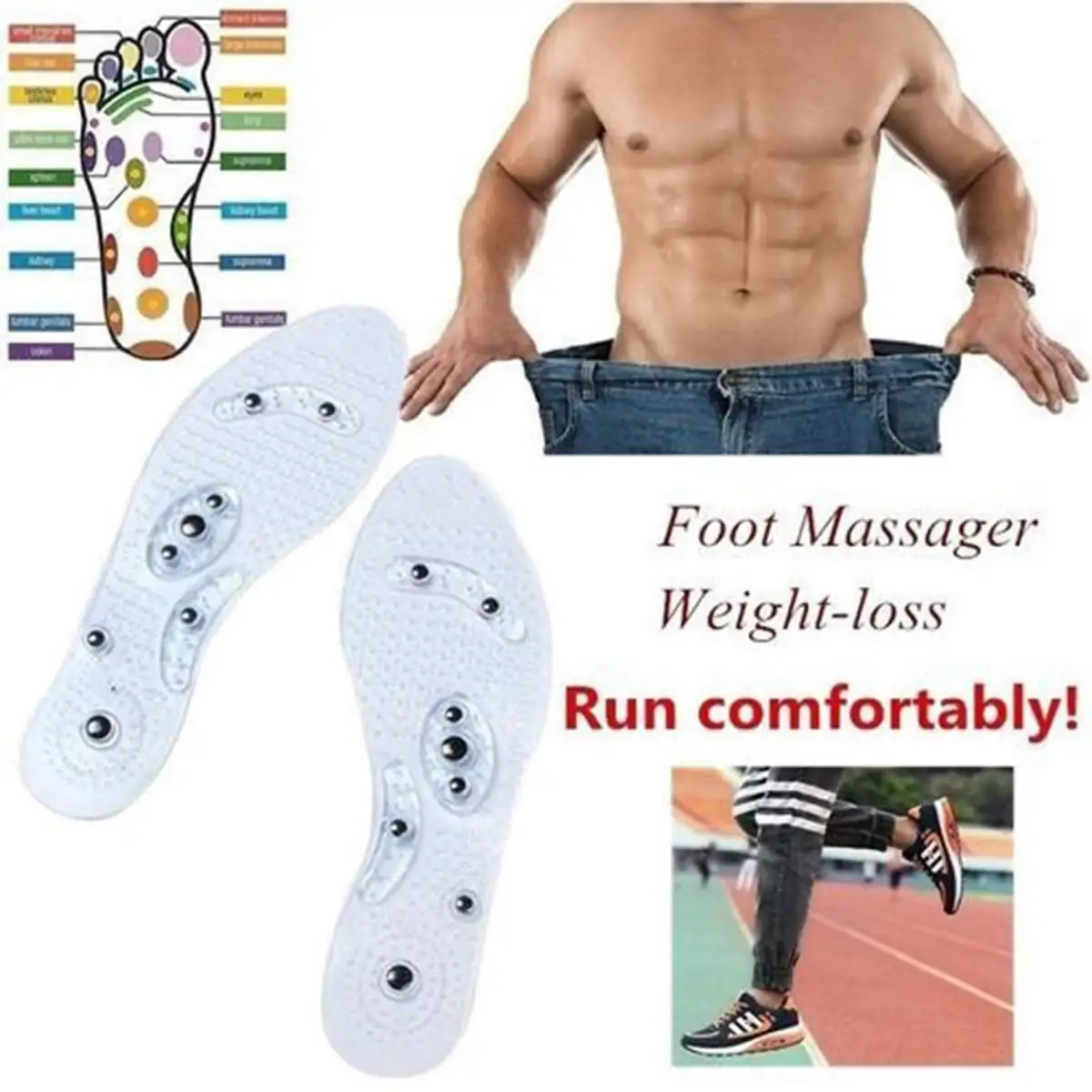 

Magnetic Therapy Slimming Insoles for Weight Loss Foot Massage Health Care Shoes Mat Pad Brown Acupuncture Sole Dropshipping