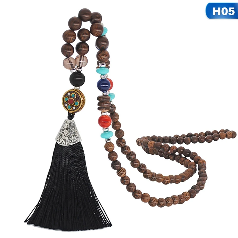 Богемная кисточка, винтажное ожерелье, Длинные Подвески ручной работы из непальского дерева, Женские Подвески с кисточками и Подарочные ожерелья украшения