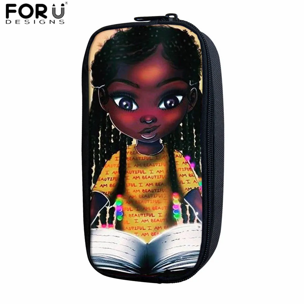 FORUDESIGNS/африканская женская сумка для макияжа для женщин-подростков, сумка-карандаш, классная черная, с принтом королевы, школьные принадлежности для девочек - Цвет: Z4889K