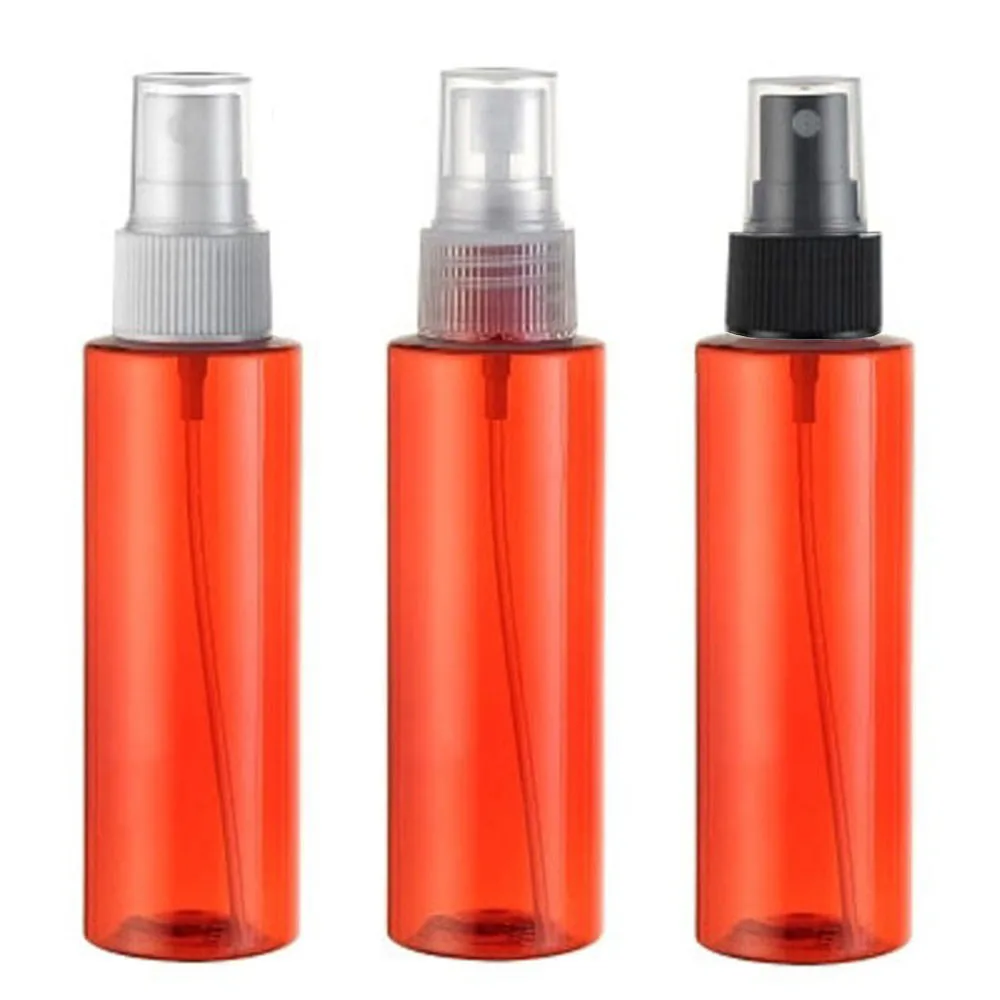 

100ml X 50 empty round red color spray pump plastic bottles 100cc empty cosmetic container 3.4oz toilet water PET bottles spray