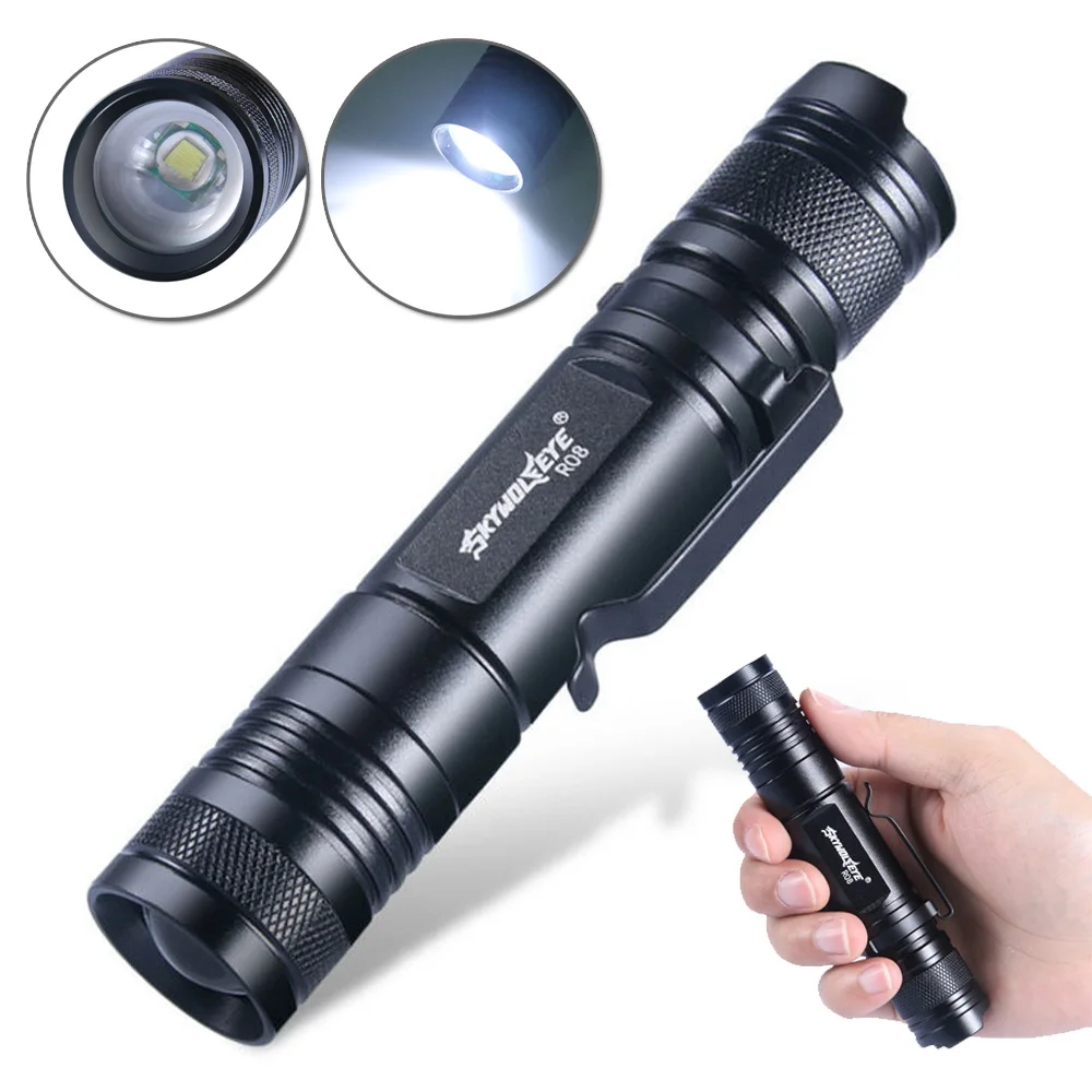 

SKYWOLFEYE 500 Lumen LED Flashlight Telescopic Zoom Touch USB Rechargeable 3 Hours Working No Battery Included!