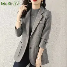 

Women's Coffee Suit Jacket Autumn 2021 New Casual Temperament Blazers Korean Fashion Elegant Coat Female Vintage Slim Clothes