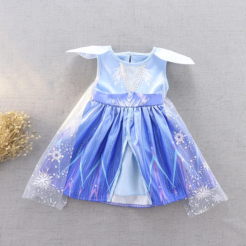 

Baby Girls Dress Summer New Short Sleeve Blue Lace Costume Cute Cartoon Cotton Princess Party Dresses Costume For Kids Girls