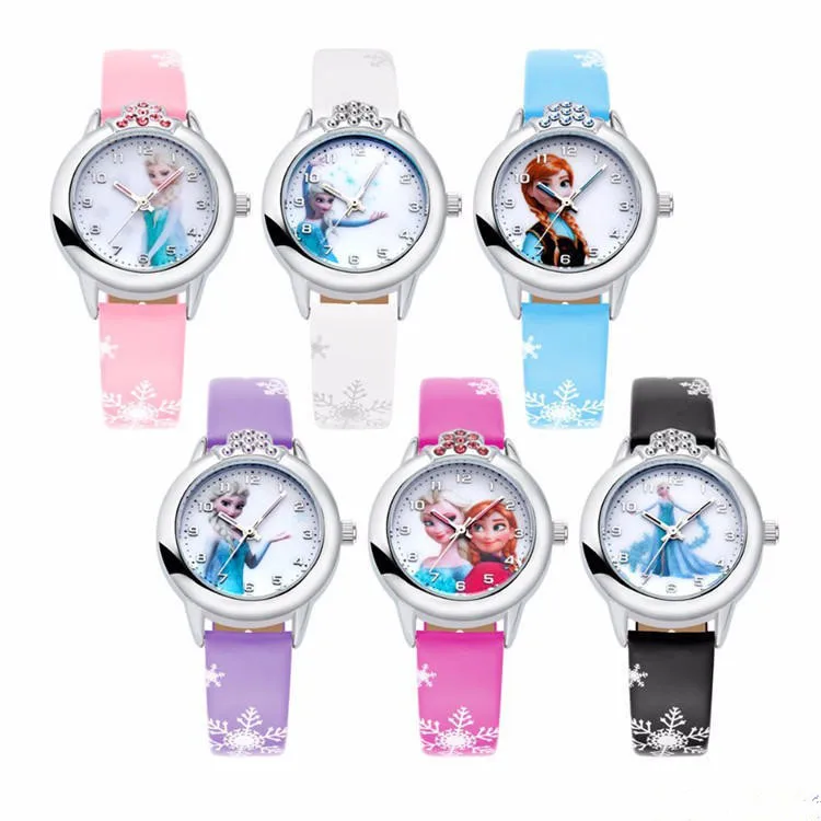 Популярные зимние детские часы, детские часы принцессы для девочек, милые кварцевые наручные часы для детской одежды с героями мультфильмов для мальчиков и девочек