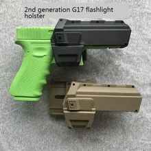 Funda de pistola móvil táctica para Glock 17 18, funda de pistola Airsoft con linterna montada en láser, de cintura derecha