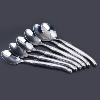 

4/6/10pcs 8.5'' Laguiole Style Stainless steel Dinner Spoon Large Soup Rice Tablespoons Silver Hollow Long Handle Public Cutlery