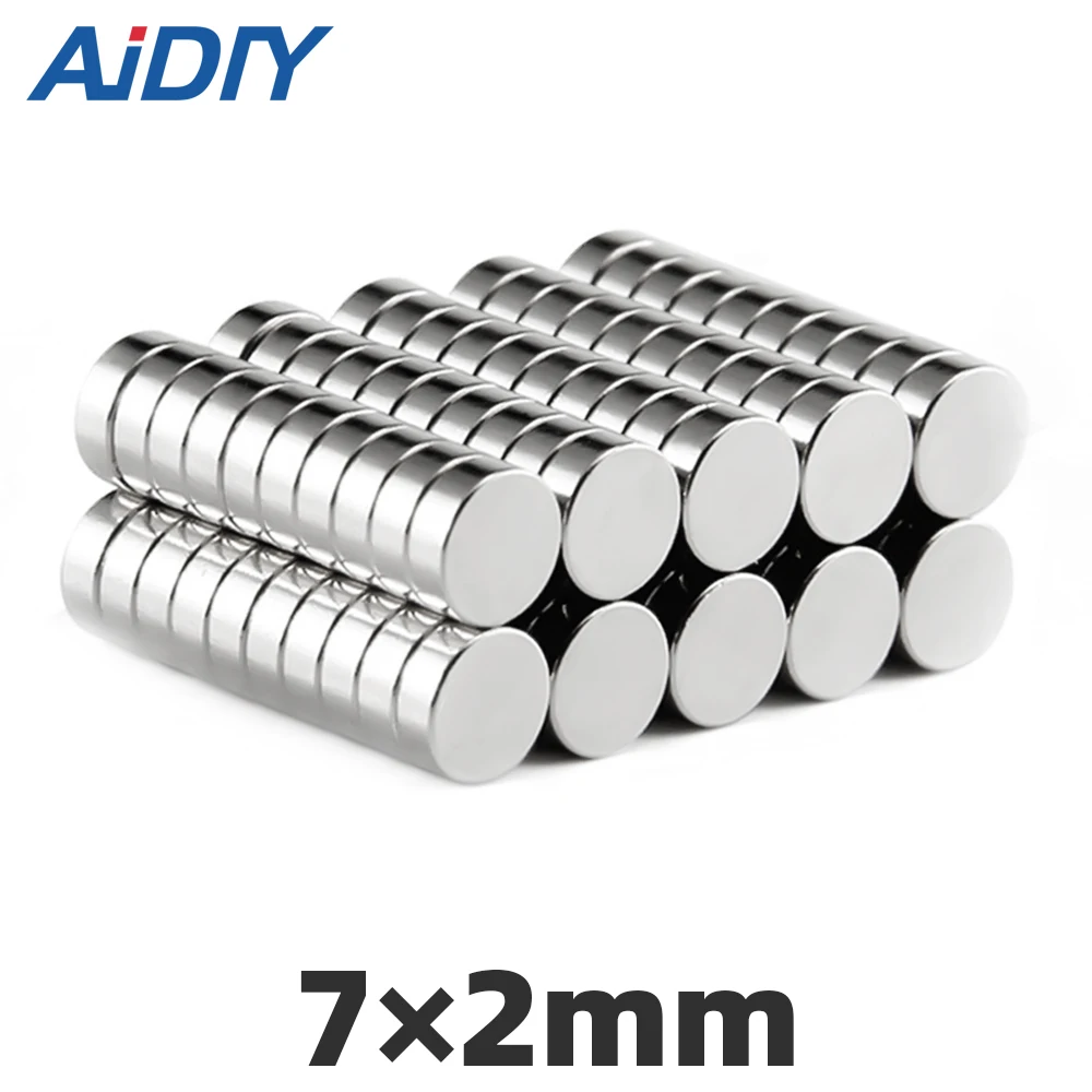 

AI DIY 20/50/100 pcs 7mm X 2mm round strong neodymium magnet N35 Mini small round rare earth magnets Disc 7*2mm